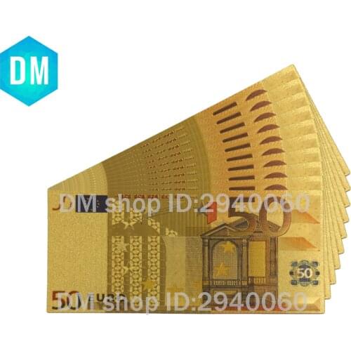 50 Euro Colorful Gold Banknote Collectible Fathers Best Souvenir Gifts Note Money 10pcs Metal Crafts for Business Gifts