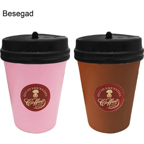 Besegad Cute Kawaii Soft Squishy Simulation Coffee Cup Toy Slow Rising for Children Adults Relieves Stress Anxiety Squishy