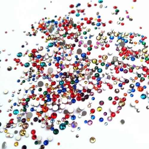 Mix Size SS6-SS20 Mix Colors Crystal Shiny 3D Nail Decor Rhinestones Flatback Manicure Use DIY Glue On Nails Charm Gem