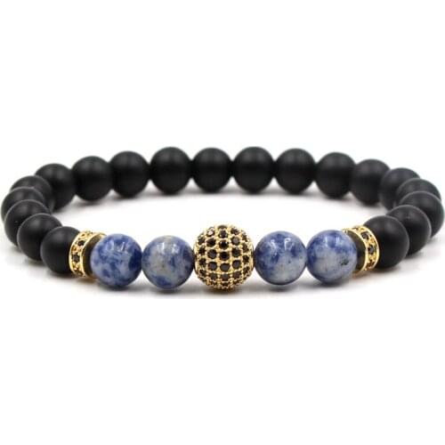 New Fashion Wild 8mm Frosted Stone Bracelet Mens Crown Bead Bracelet Womens Natural Stone Jewelry Best Gift Pulseira