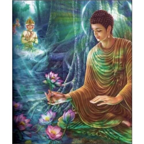 Buddha and lotus Buddhist For Embroidery Needlework 14CT Counted Unprinted DIY Cross Stitch Kits Handmade Art Wall Decor