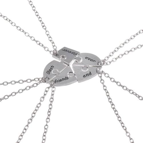 5-piece Fashion Best Friend Forever and Ever Pendant Zinc Alloy Metal BFF Necklace Friendship Charm Chain Women Gift Necklaces