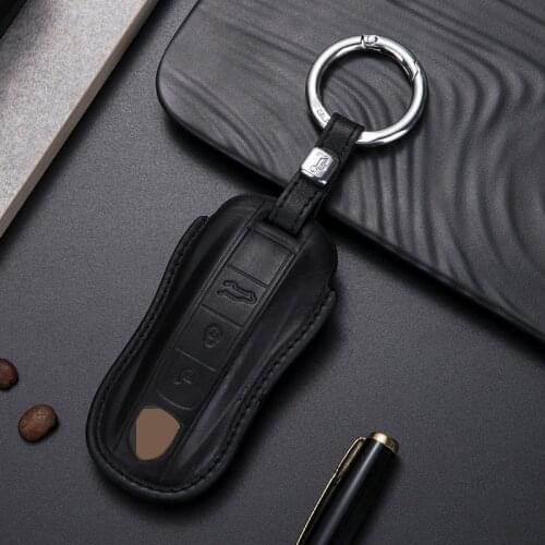 Genuine Leather Car Key Case Key cover for Porsche Panamera 2017-2020 Cayenne 2018 2019 2020