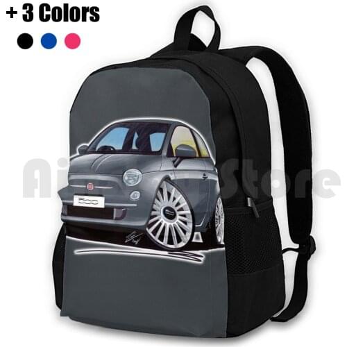 Fiat 500 Grey Outdoor Hiking Backpack Waterproof Camping Travel Fiat 500 Car Cars Fiat 500 Grey