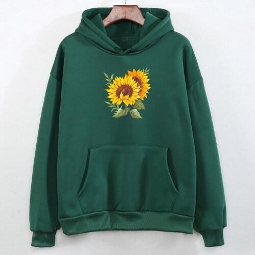 Aesthetic Hoodies Elegant Streetwear Ladies Pullover Feminino Colorful Daily Casual Young Sunflower Printing For Men