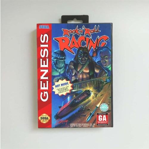 ROCK N' ROLL RACING - USA Cover With Retail Box 16 Bit MD Game Card for Sega Megadrive Genesis Video Game Console