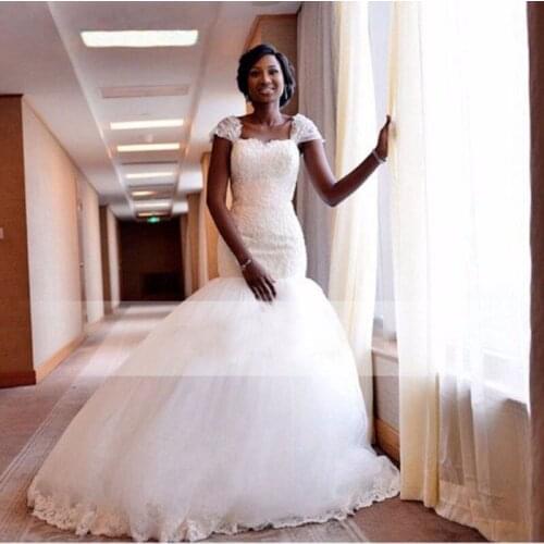 Customized Bridal Gown Mermaid Pattern Long Bride Gown Black Womens Indian Cheap Mermaid Bridal Gown Wedding Dress