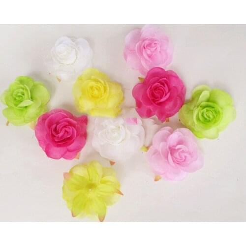 Artificial flowers head Small tea rose candy color silk flower simulation diy clothes, shoes and hats decorated flower small flo