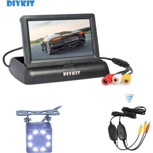 DIYKIT Wireless 4.3" Car Reversing Camera Security Kit Car Monitor LCD Display 8 x LED Color Night Vision Car Rear View Camera