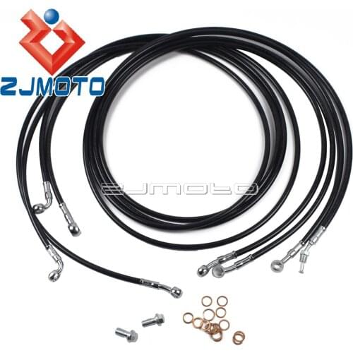 Motorcycle Stainless Steel Brake Line Kit For Harley Touring 2014-2017 ABS Model FLHR FLTR FLHT FLHX 10"-12" Ape Handlebar Cable