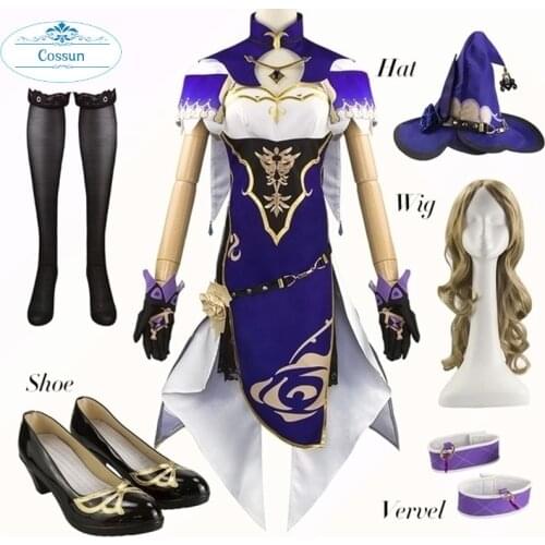 Anime Genshin Impact Lisa Cheongsam Game Suit Lovely Dress Uniform Full Set Cosplay Costume Halloween Party Outfit For Women Gir