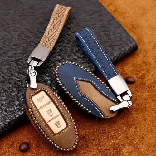 Car Handmade Leather Key Cover key Case For Nissan Qashqai J10 J11 X-Trail t31 t32 kicks Tiida Pathfinder Murano Note Juke