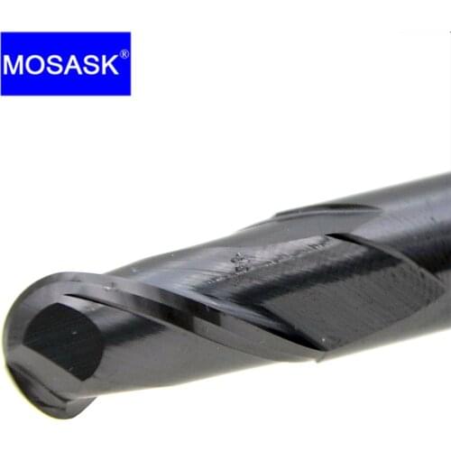MOSASK 2 Flutes HRC45 Round Milling Cutter Solid CNC Tool Set 3mm 6mm Tungsten Carbide Bull Ball Nose End Mill