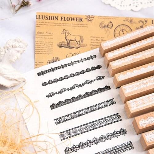 Lace strips New Arrival 2020 Wooden Stamps Sets Seal For DIY Scrapbooking Bullet Journal Craft Sentiment Rubber Stamp