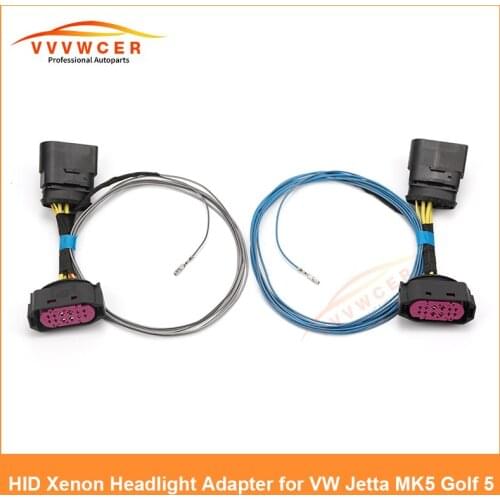 HID Xenon Headlight 10 to 12 Pin Connector Adapter OEM For VW Jetta MK5 Golf 5