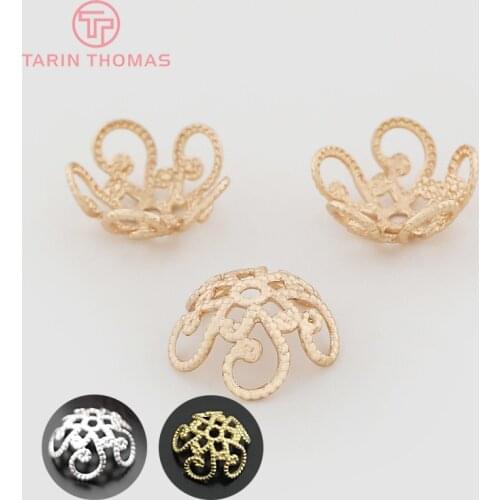 10PCS 10MM 24K Gold Color Plated Brass Beads Caps High Quality Diy Jewelry Accessories