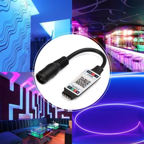 Mini LED Light Strip RGB Controller Wireless Bluetooth Adapter Female Plug to 4Pin Connector DC 5-24V For 5050 3528