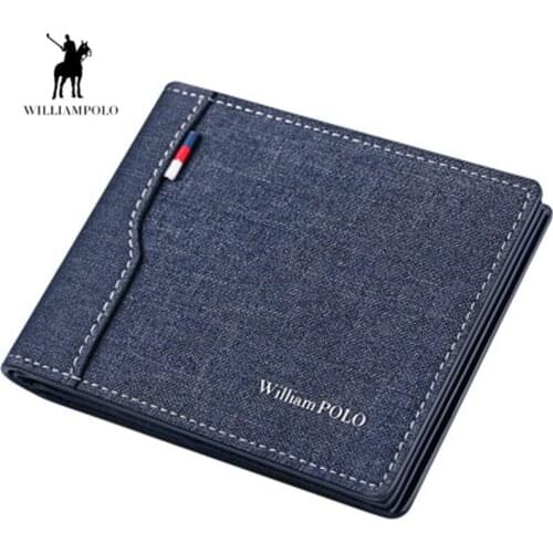WILLIAMPOLO Mens Wallets Small wallet Men Denim purse credit card Holder coin purse Leisure Driver License wallet wallet men