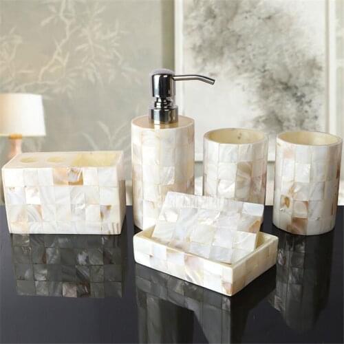 New Five-Piece Set Shell Resin Bathroom Accessories Set Luxury Bathroom Accessories Nature Set Of Bathroom Accessories Soap Dish
