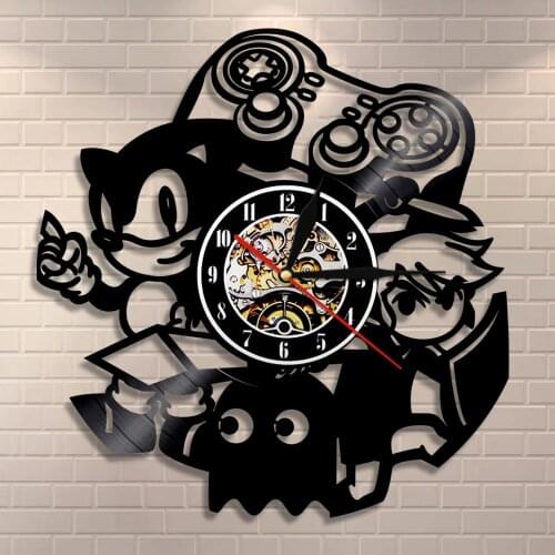 Gamepad Arcade Room Wall Sign Gamers Vintage Video Game Wall Clock Home Decor Vinyl Record Wall Clock Game Boys Gift Idea