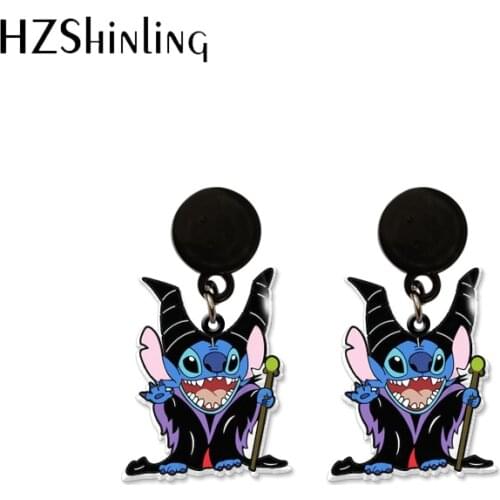2021 New Halloween Time Stitch Cartoon Characters Cosplay Handcraft Epoxy Acrylic Drop Dangles Earrings