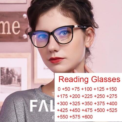 Anti Blue Light Blocking Spring Hinge Reading Glasses Women Retro Computer Eyeglasses TR90 Presbyopic Glasses Eyewear +1.75 2.5