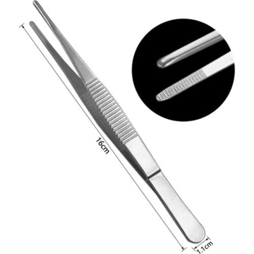 Stainless Steel Tweezers All-purpose Forceps Professional Tweezers Tongs & Comfortable Ridged Handle Feeding Straight