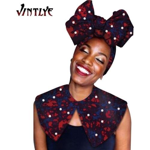 2020 African pearl headscarf + false collar fashion headscarf with style clothing African headscarf false collar sp080