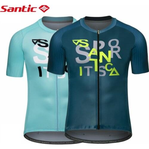 Santic Men Cycling Jerseys New Cycling Tops Clothing Bike Shirt MTB T-shirts Full Zipper Comfortable 2021 Summer Asian Size