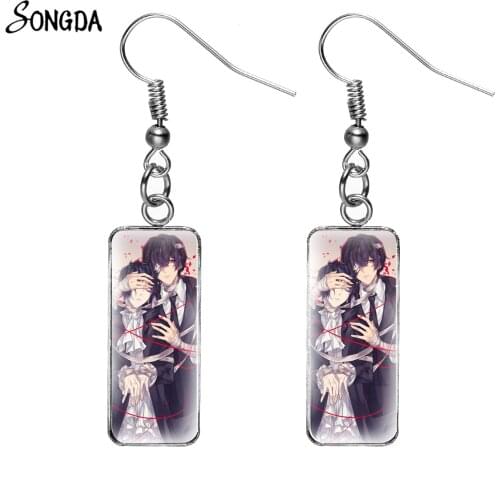 Anime Bungou Stray Dogs Dangle Earrings Fish Hook Cospaly Dazai Nakajima Cartoon Figure Drop Earrings Stainless Steel Jewelry