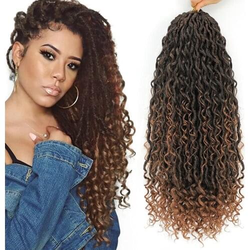 Crochet Braids Hair Passion Twist Faux Goddess River Locs Braiding Hair Extension Ombre Brown Faux Locs With 18 Inch