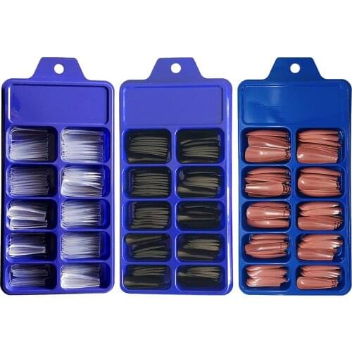 100Pieces Fake Nails Press on Nails Solid Color French Style for DIY Women