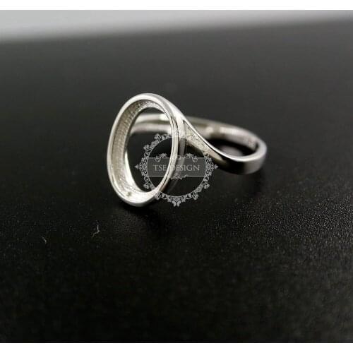10x14MM oval 925 sterling silver ring bezel basic ring size diameter 18mm DIY adjustable ring setting 1223078