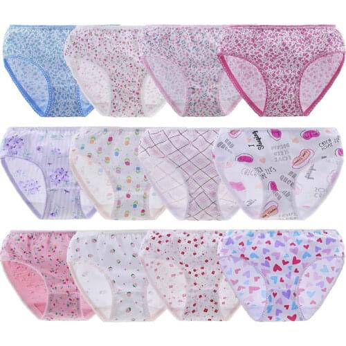 12pcs /Lot Baby Girls Briefs Cartoon Underwears Children Panties Short Underpants