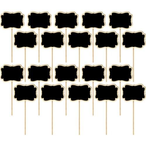 20pcs Blackboard Toppers Wooden Message Board Chalkboard Signs Garden Plants Tags Garden Markers Label