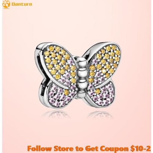 Fashion 925 Sterling Silver Beads Reflexion Pave Butterfly Clip Charms fit Original Pandora Bracelets Women DIY Jewelry