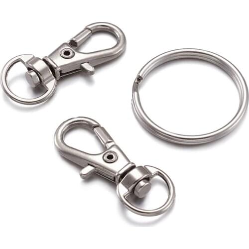 50pcs Alloy Swivel Lobster Claw Clasps Swivel Snap Hook 50pcs Iron Split Key Rings Key Chain Findings for DIY Making