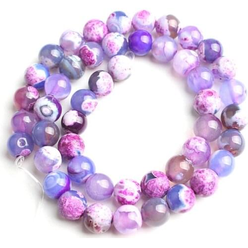 6/8/10mm Multicolor Purple Fire Agates Beads Diy Bracelets Round Loose Spacer Beads For Jewelry Making DIY Accessories 15''Inch