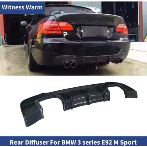 Carbon Fiber Car Rear Bumper Diffuser Lip Spoiler for BMW 3 Series 325i 330i 335i E92 MT sport bumper Coupe four out Exhaust