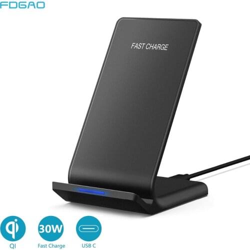 30W Qi Wireless Charger Stand for Samsung S21 S20 Note 20 9 Type C Fast Charging Dock Station For iPhone 12 11 Pro Max XS XR X 8