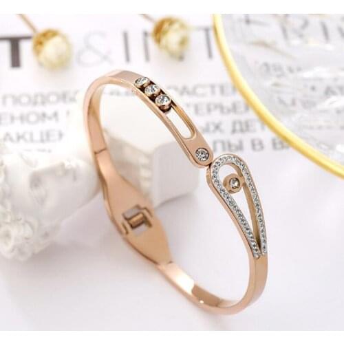 TJP New Arrival 316 Stainless Steel Rose Gold Bracelet for women crystals Bangle best Gift Fashion Jewelry