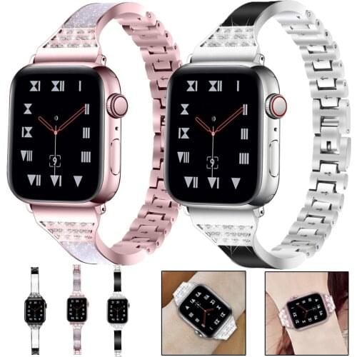 Diamond Band For Apple Watch 5 4 bands 40mm 44mm 38mm 42mm iWatch series 5 4 2 1 bracelet stainless steel strap women 2020 new