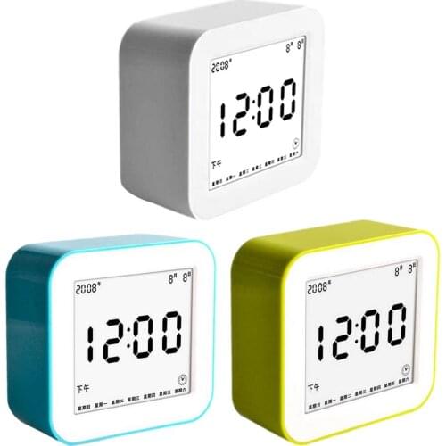 Alarm Clock Multi-functional LCD Square Smart Electronic Clock Time Night LCD Light Table Desktop Luminous and Silent