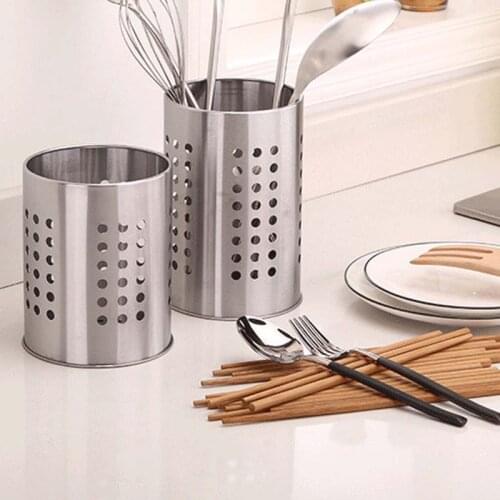 Stainless Steel Kitchen Cooking Utensils Holder Crock Drainer Flatware Caddy Cutlery Organizer Tableware Storage Serving Tool