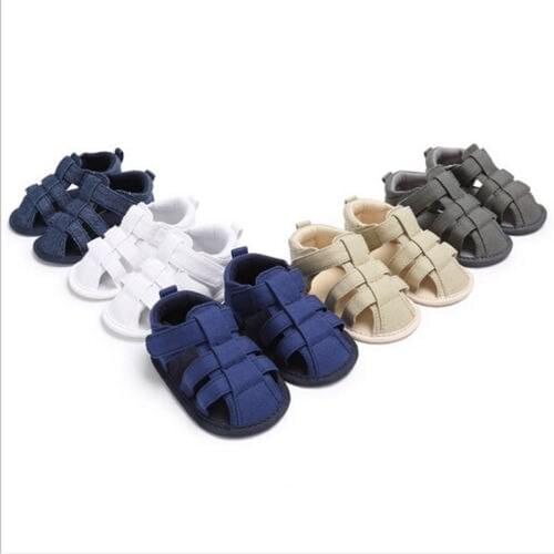 Baby Infant Kids Boys Girls Soft Sole Canvas Summer Crib Shoes Toddler Newborn Sandals Solid Sandals Shoes