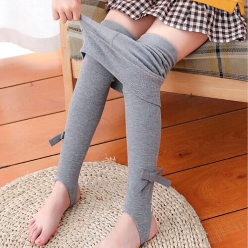 Kids Girls Winter Legging Plus Velvet Children Thicken Warm Bowknot Trousers Pants For Girl 100-145CM Wear Tx196