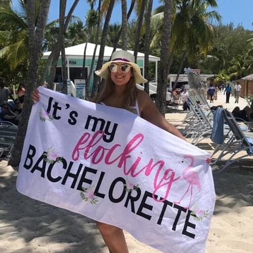 Its my flocking bachelorette pool beach towel Flamingo Bride to be bridal shower hen party travel decoration gift Photo props