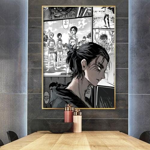 Eren Jaeger Long Hair Attack on Titan Season 4 Manga Canvas Decoration Prints Poster Pictures Home Decor Study Wall Art Painting