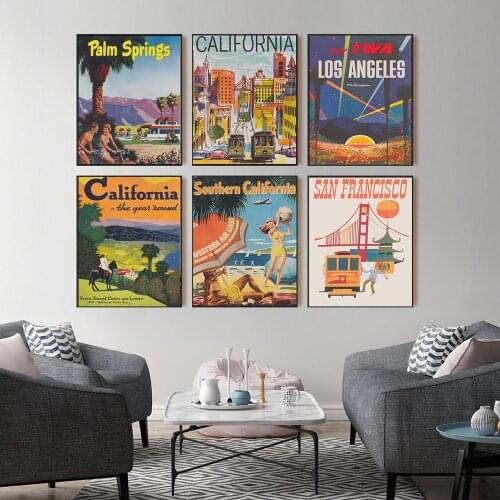 Hd Print Canvas Art Painting California Palm Springs London Vintage Travel Cities Landscape Posters Wall Art Picture For Living