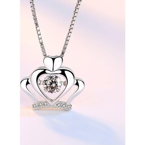 Crown Necklace Authentic 925 Sterling Silver Zircon Crown Pendant Necklace For Women Necklaces & Pendants Fine Jewelry Love Gift